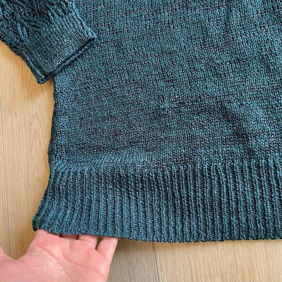 Maurices Women's Teal Sequin Pointelle Tunic Pullover Sweater Sz XS - Picture 4 of 9